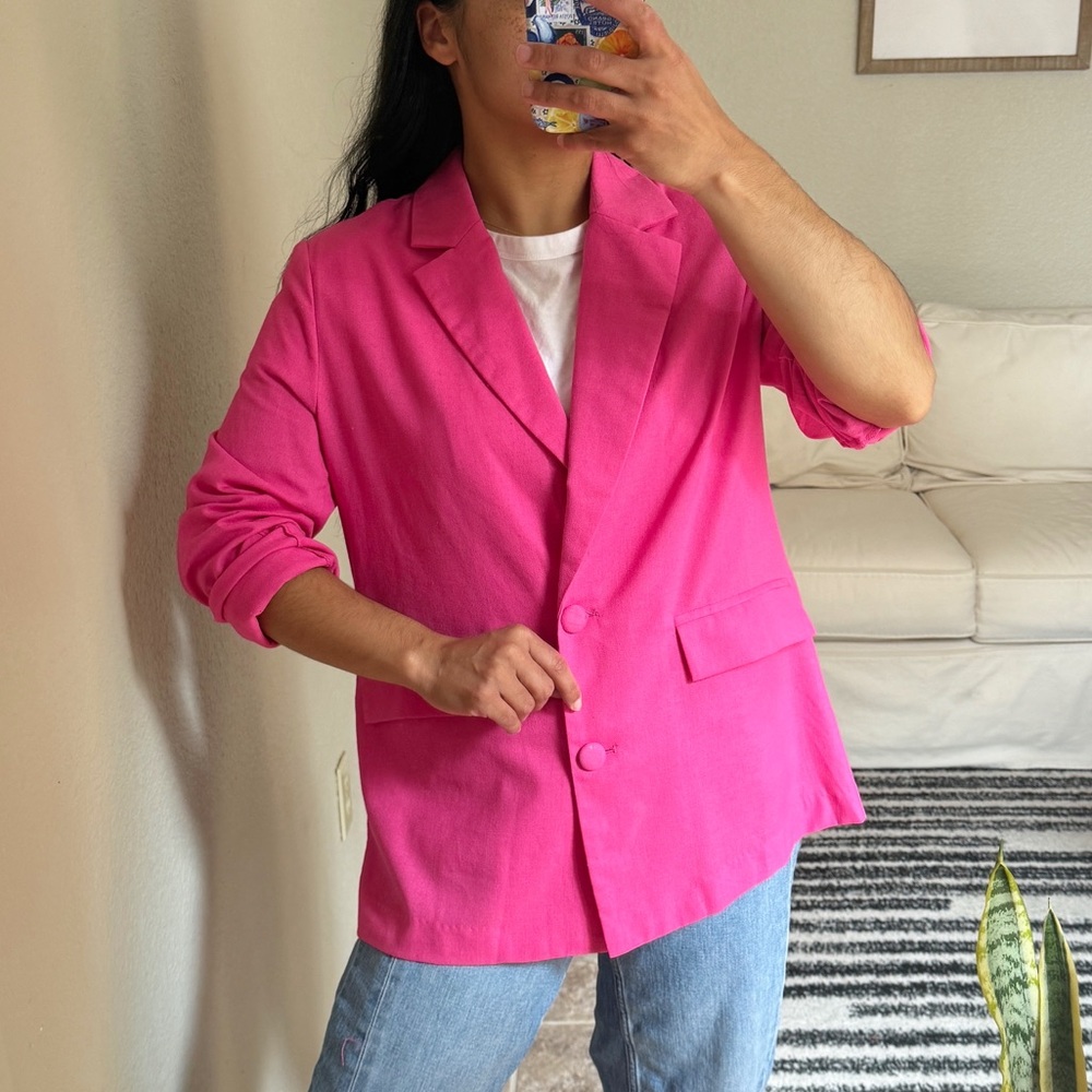 Lush Hot Pink Relaxed Blazer